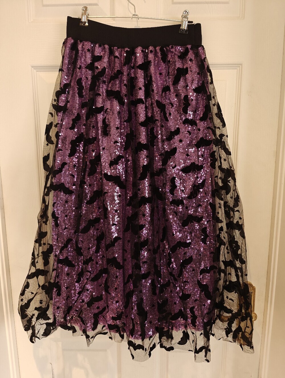 Brand New Gothic Core Halloween Glitter Bats Skirt